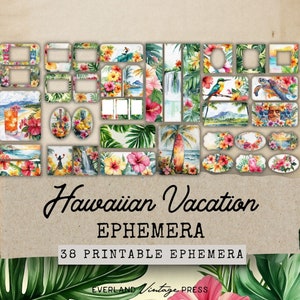 Junk Journal Kit Hawaii Ephemera, Hawaii Junk Journal Junk Journal Kit Extras,38 Printable Junk Journal Ephemera,Beach Junk Journal Ephemera