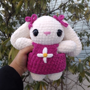 Crochet Bunny Plushie with Dress | Baby Bunny Amigurumi | Cream Bunny Plush