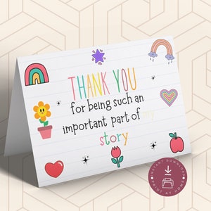 Tarjeta de agradecimiento por ser parte de mi historia: tarjeta de agradecimiento para maestros, tarjeta de agradecimiento para maestros, fin de escuela, regalo para maestros, PDF instantáneo