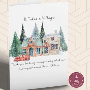 Il faut un village Carte de remerciement, carte de remerciement de l'enseignant, carte de l'enseignant, cadeau de l'enseignant, carte de Noël, remerciement Téléchargement instantané PDF