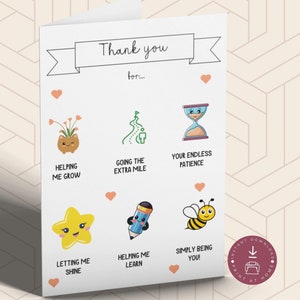 Cartão de agradecimento ao professor da creche para impressão, cartão de agradecimento ao professor, fim da escola, presente para professor, download instantâneo em PDF
