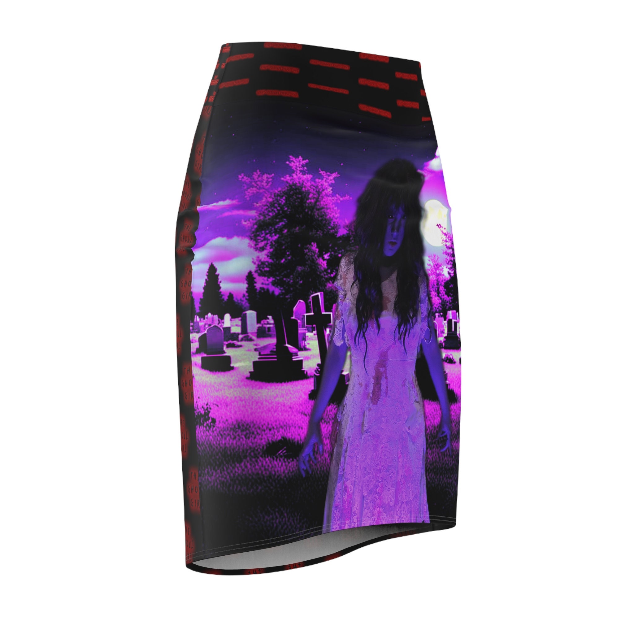 Scary Ghoul Girl Purple Graveyard Women's Pencil Skirt (AOP) Glam ...