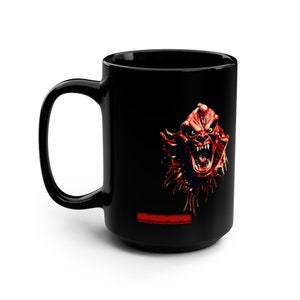 Rage Head Raw Black Mug, 15oz Anger Monster from Within. AI Art