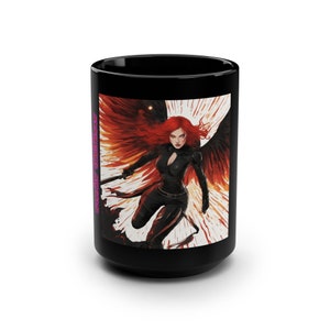 AVENGING ANGELS Red Squad 4.0 Black Mug, 15oz, Sword and Warrior Women of Holy Wonder