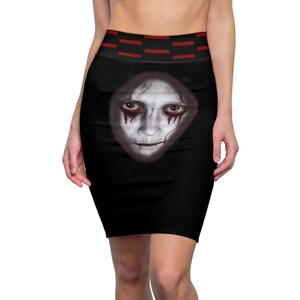 Missing Face &quot;BOO!!&quot; Women&#39;s Pencil Skirt (AOP) Rocker, Goth, Halloween