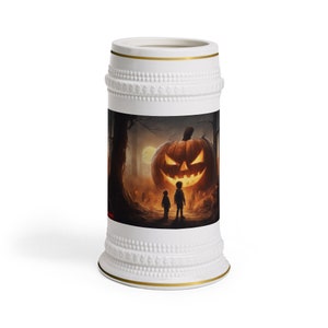 Beer Stein Mug Angry Jack O Lantern for Halloween Spooky Fun!