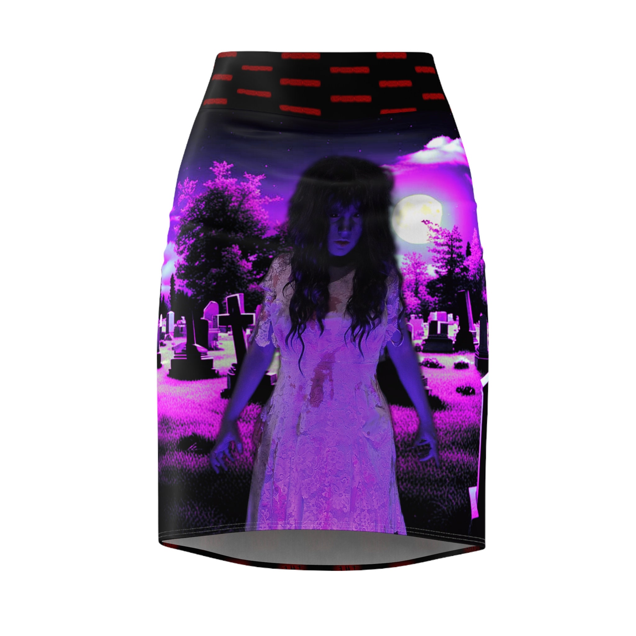 Scary Ghoul Girl Purple Graveyard Women's Pencil Skirt (AOP) Glam ...