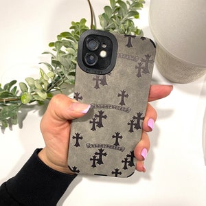 Chrome Hearts Gothic Y2K Cross Leather iPhone Case, Grunge halloween Phone Case, Goth Protective Phone Cover a prueba de golpes, Funda de teléfono celular imagen 2
