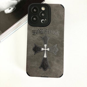 Chrome Hearts Gothic Y2K Cross Leather iPhone Case, Grunge halloween Phone Case, Goth Protective Phone Cover a prueba de golpes, Funda de teléfono celular imagen 10
