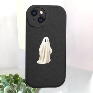 Ghost Cute Spooky Magsafe Leather iPhone Case, Wireless Charge Phone Case, Witchy Tarot Cell Phone Case, Goth Protective Shockproof Cover zdjęcie 5