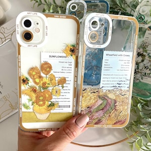 Van Gogh Kunst Vintage Öldruck Ästhetische iPhone Hülle, Blumen Blumen Einzigartige Kunst Handyhülle, Boho Retro Ölgemälde Telefonabdeckung Bild 3