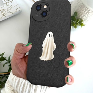 Ghost Cute Spooky Magsafe Leather iPhone Case, Wireless Charge Phone Case, Witchy Tarot Cell Phone Case, Goth Protective Shockproof Cover zdjęcie 6