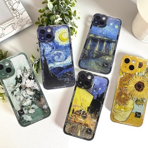 Van Gogh Art Vintage Oil Print Aesthetic Phone Case, Oil painting Phone Cover For iPhone 7-15 & Samsung S24 S23 S22 S21 Ultra Plus, A-Series