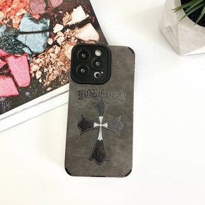Chrome Hearts Gothic Y2K Cross Leather iPhone Case, Grunge halloween Phone Case, Goth Protective Phone Cover a prueba de golpes, Funda de teléfono celular imagen 5
