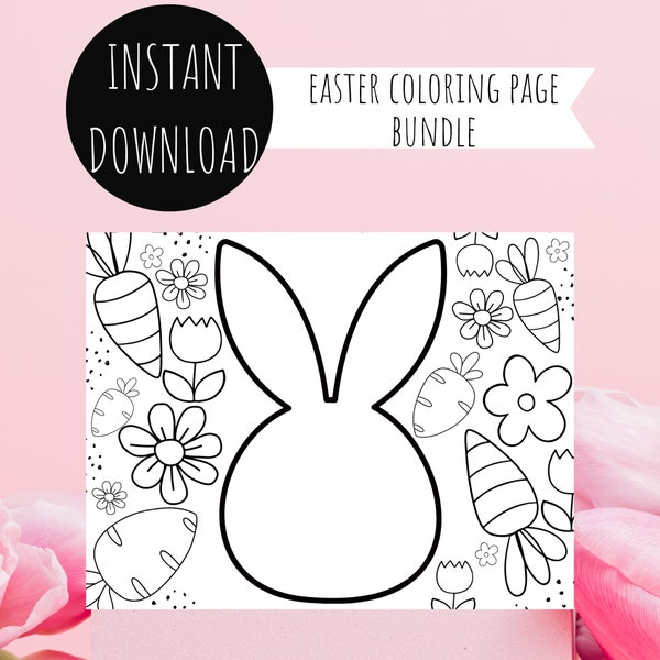 Easter coloring page bundle, coloring pages, easter coloring page, easter activity, easter gift, easter basket gift, coloring placemat