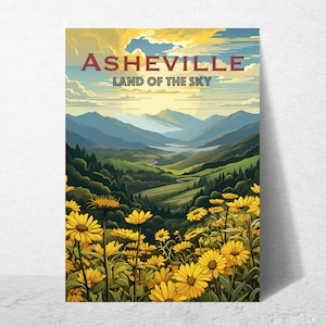 Travel Lover Gift Vintage Style Poster Asheville North Carolina Digital Wall Art Decor Instant Download [BONUS Postcard Printable]