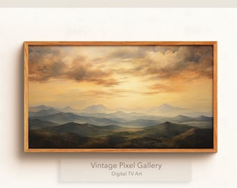 5 Image Set Mountain Landscape Sunset Digital Watercolor Digital Print for Samsung Frame TV Appalachian digital art set Smoky Mountains