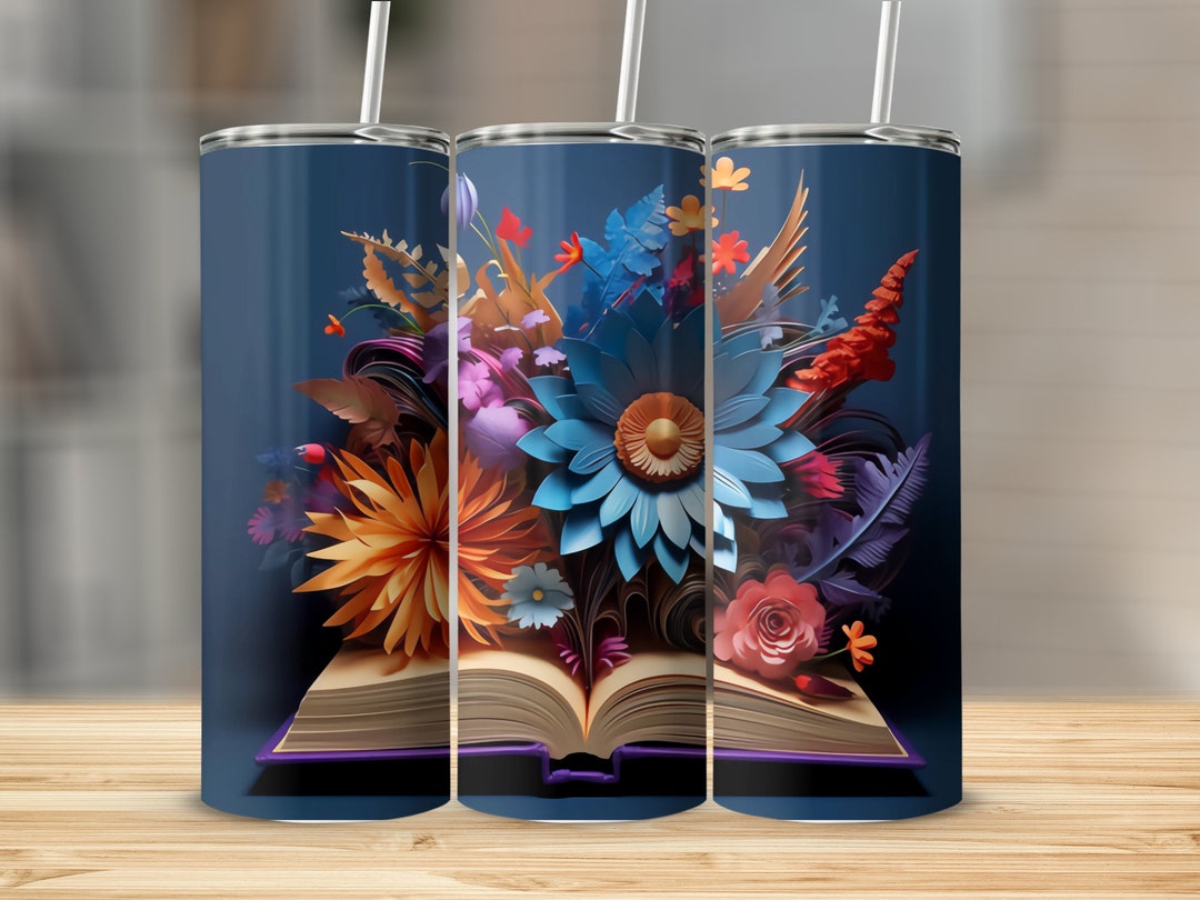 3D Blue Flowers Book Etsy