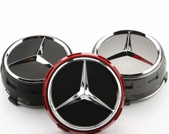 Caches centraux Mercedes pour jantes Bouchons AMG 75mm Noir, rouge et gris