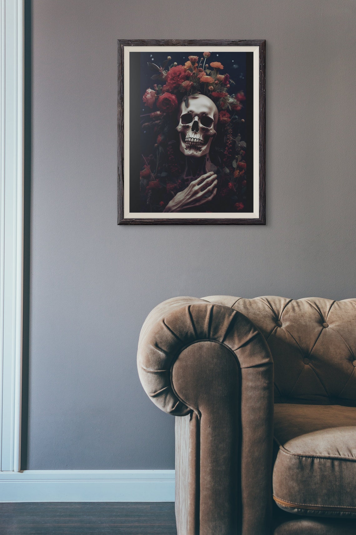 Flower Skull Art Print, Sugar Skull Instant Download Printable Home ...