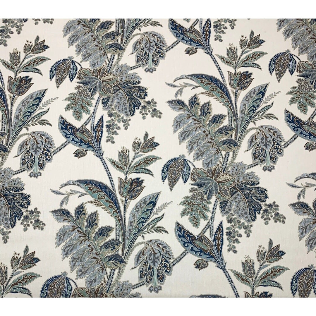 Kravet Ishana Indigo Blue Floral Linen High End Multiuse Fabric by Yard Kravet Ishana Indigo Blue Floral Linen High End Multiuse Fabric by Yard