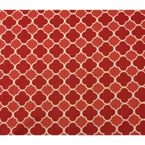 Braemore Emilio Cosmo Red Melon Coral Quatrefoil Trellis Fabric By Yard 54w