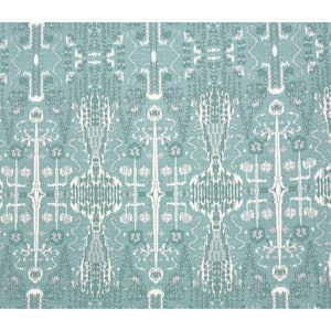 Ballard Designs Kaley Aqua Blue Ikat Designer Multiuse Fabric By The Yard 55 W