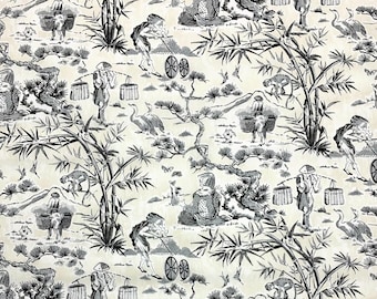Waverly Haiku Toile Noir Black 100% Cotton Fabric By Yard 54w