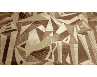 Clarence House Arboles Beige Geometric Velvet Upholstery Fabric By The Yard 52w