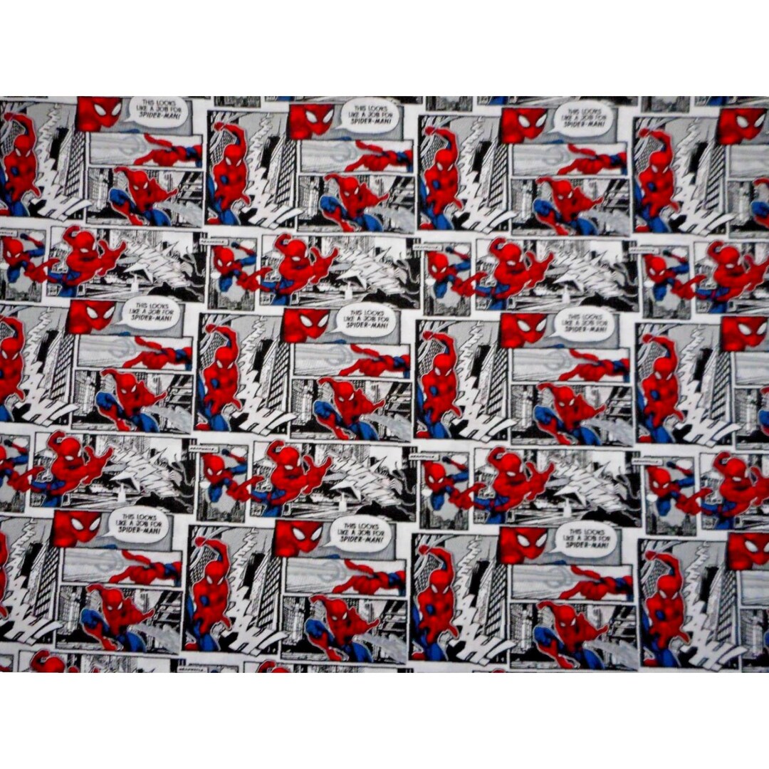 Vintage Spiderman Comic Panels Cotton Quilt Fabric by the Half-yard ...