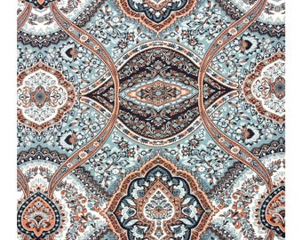 Tessuto Duralee Abbotsford Aqua tagliato su misura 54w Trellis Floral Multiuso Motivo a uccelli Cotone Tappezzeria Tende Biancheria da letto Cuscini Cuscini