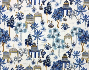 Designer Fabrics Bali Jungle White Toile Asian Temple Multiuse Fabric By The Yard 54w
