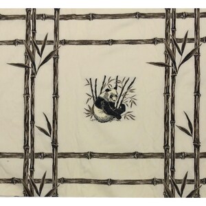 Vintage High End Designer Panda Bear Bamboo Tile Beige Jacquard Fabric 57w By The Yard Cotton Blend Multi-color Floral  D3031 Mens Women