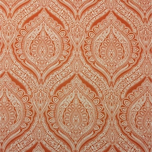 Tissu Belle Maison Sanibel, médaillon floral orange mandarine par mètre 54 w