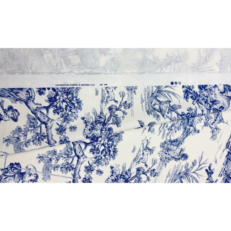 Vintage Covington M Musee Blue French Toile Animal Cotton Fabric By The Yard 54w Upholstery Bedding Crafts Curtains image 5