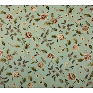 Tessuto a fantasia floreale Waverly Williamsburg Paradise Vine Mist 54w, tagliato su misura.