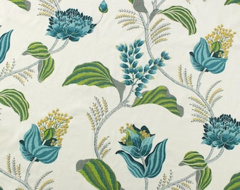 Ballard Designs Emmie Blue Green Lush Floral Fabric By Yard 56w