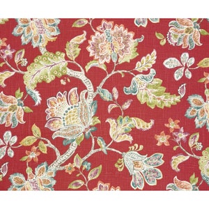 P Kaufmann Garden Retreat Poppy Red Large Jacobean Floral Fabric By Yard 54w