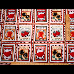 Vintage Debbie Mumm Cotton Quilt Fabric Floral Fruit Veggie Seed Packets Multicolor 1 Yard Quilting