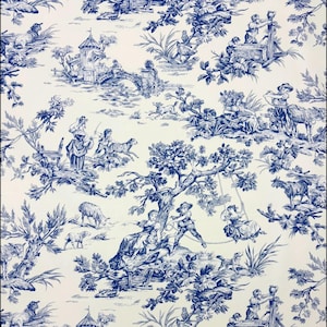 Vintage Covington M Musee Blue French Toile Animal Cotton Fabric By The Yard 54w Upholstery Bedding Crafts Curtains