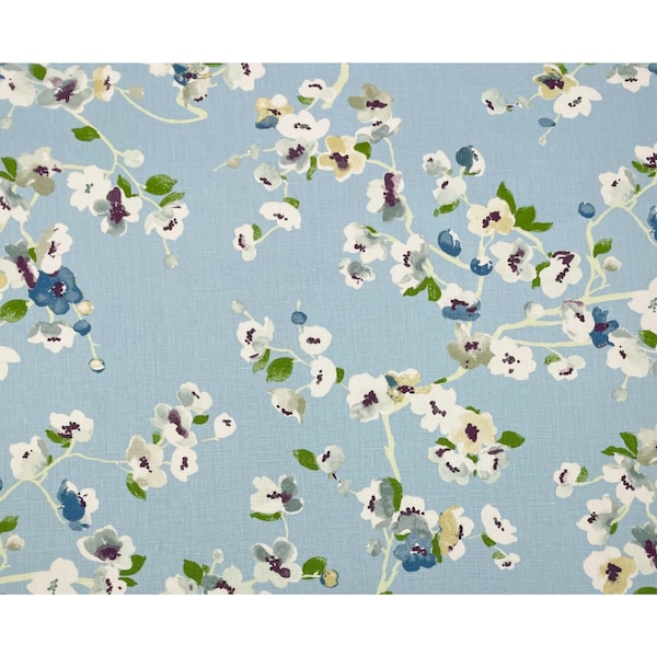 P Kaufmann Cherry Lane Peacock Floral Chinoiserie 100% Linen Fabric By Yard 54w