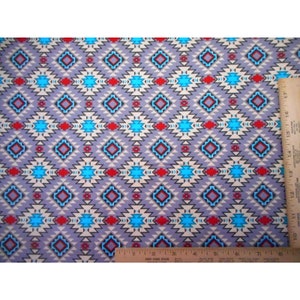 Southwest Fabric 1 Yard Aztec Turquoise Red Gray Tribal Premium Cotton Precut
