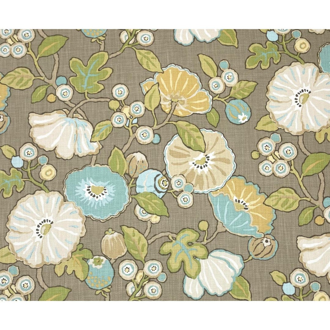 P Kaufmann Hip Dove Beige Large Floral Basketweave Cotton Fabric by ...