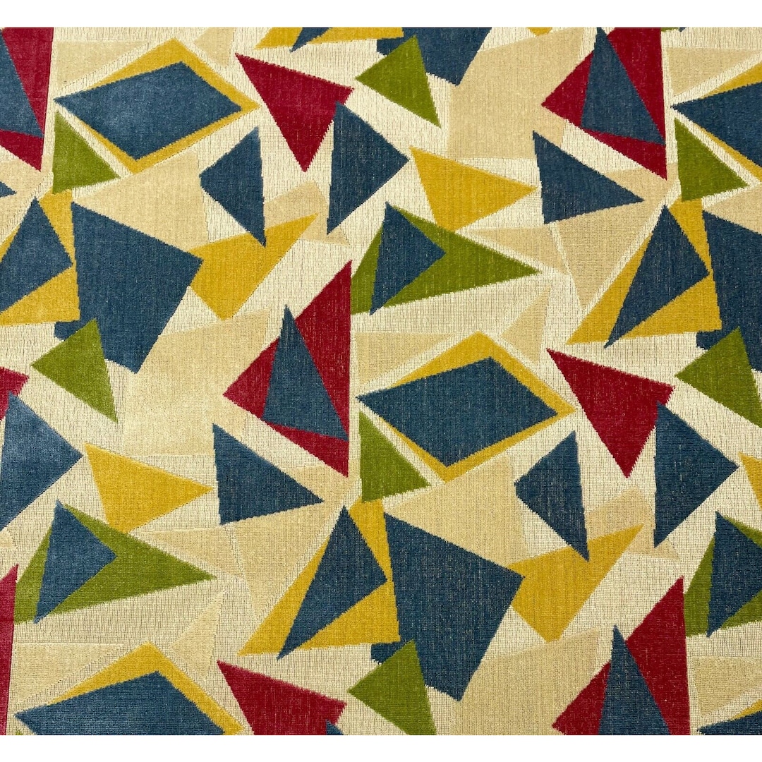 Clarence House Murano Multi Art Deco Geo Modern Linen Velvet Fabric by ...