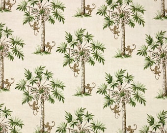 P Kaufmann Palm Tree Monkey Cream Cotton Fabric By Yard 54w Monkey Pattern Multicolor Fabric