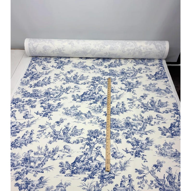 Vintage Covington M Musee Blue French Toile Animal Cotton Fabric By The Yard 54w Upholstery Bedding Crafts Curtains image 7