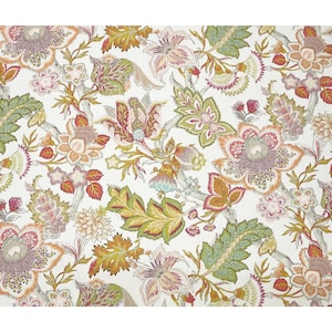 P Kaufmann Large Jacobean Leaf Green Pink Floral Multiuse Fabric By Yard 54w