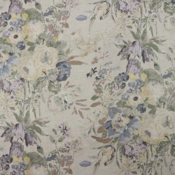 Ballard Designs Meghan Grey Lavender Bouquet Floral Leinen Stoff Schüttgut 54w