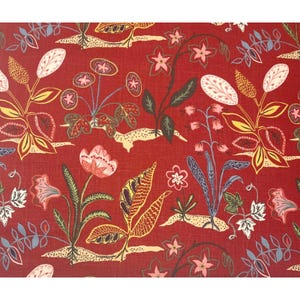 Duralee Adele Red Floral Linen Blend By The Yard 54w Shirt Drapery Home Decor Red