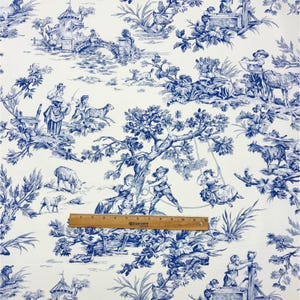 Vintage Covington M Musee Blue French Toile Animal Cotton Fabric By The Yard 54w Upholstery Bedding Crafts Curtains image 3